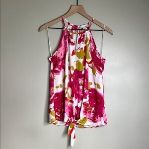 Allison Joy Pink and White Tie Front Tank Top XS